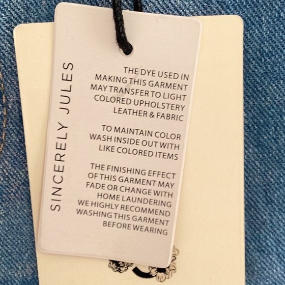 Sincerely Jules NWT Wide Leg Shimmer Sparkling Metallic  Blue Jeans Sm& Md - Picture 11 of 12